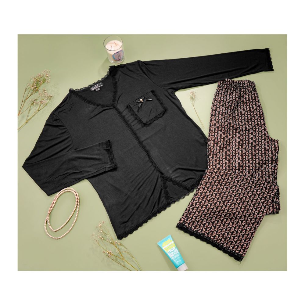 Flourish Women's Pajama Suit, Black, 1109