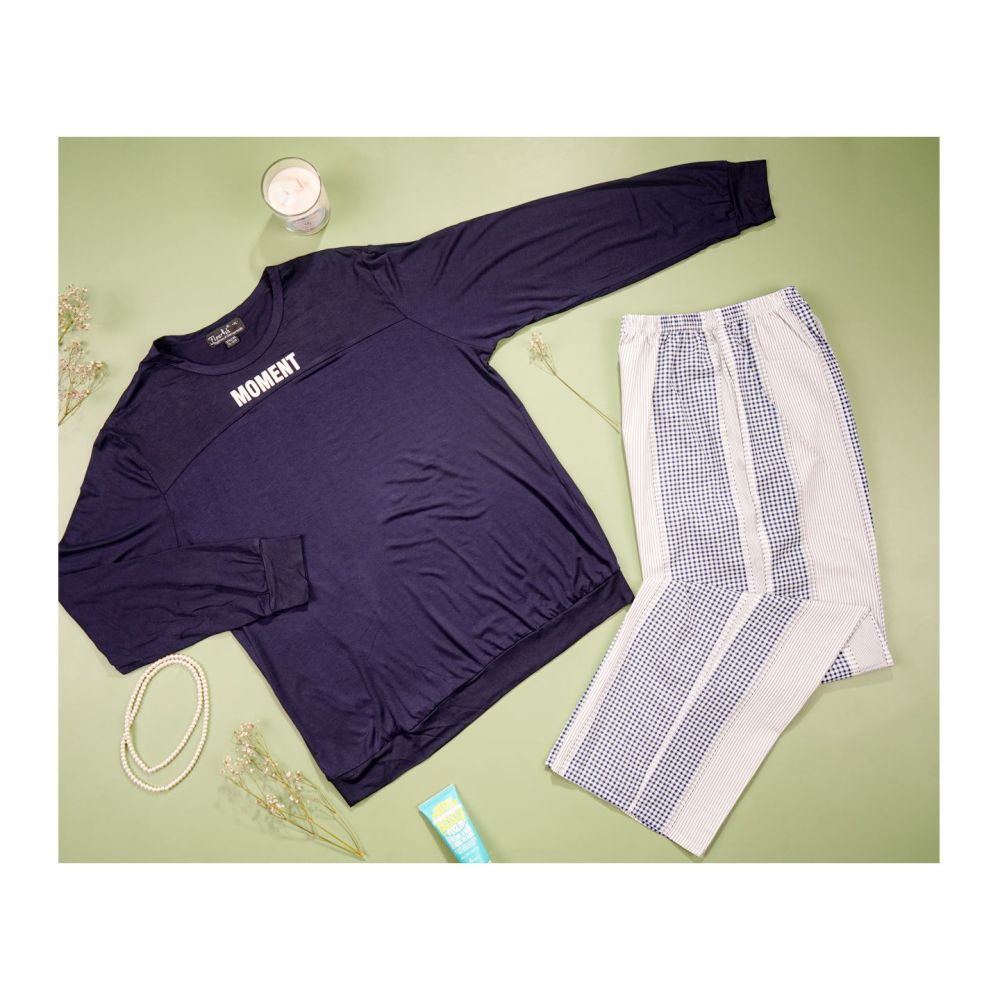 Flourish Women's Pajama Suit, Navy Blue, 1217