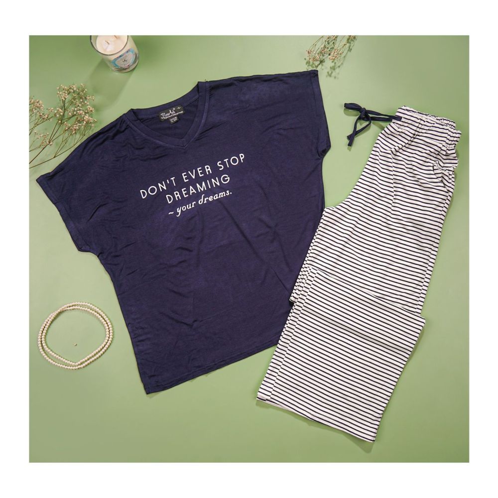 Flourish Women's Pajama Suit, Navy Blue, 1074