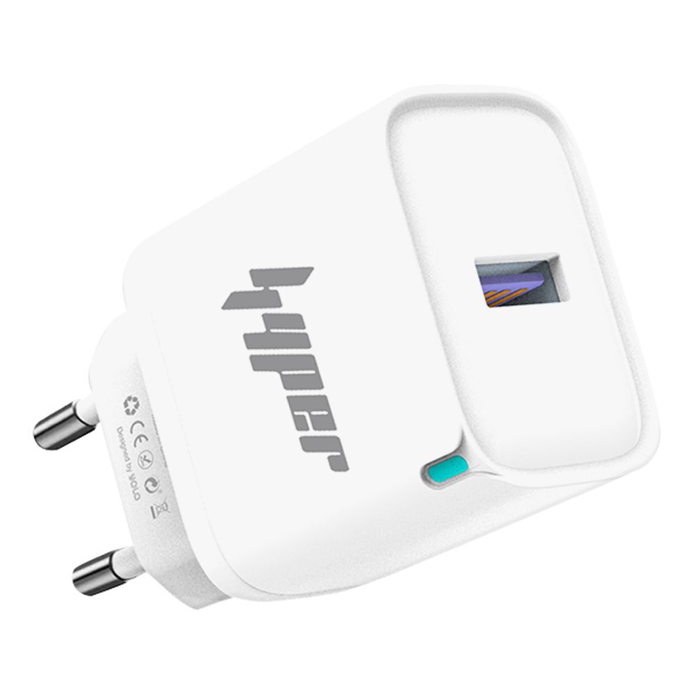 Yolo Hyper Volt Series 10W USB-A Port Fast Charger With Cable, White, Y-103