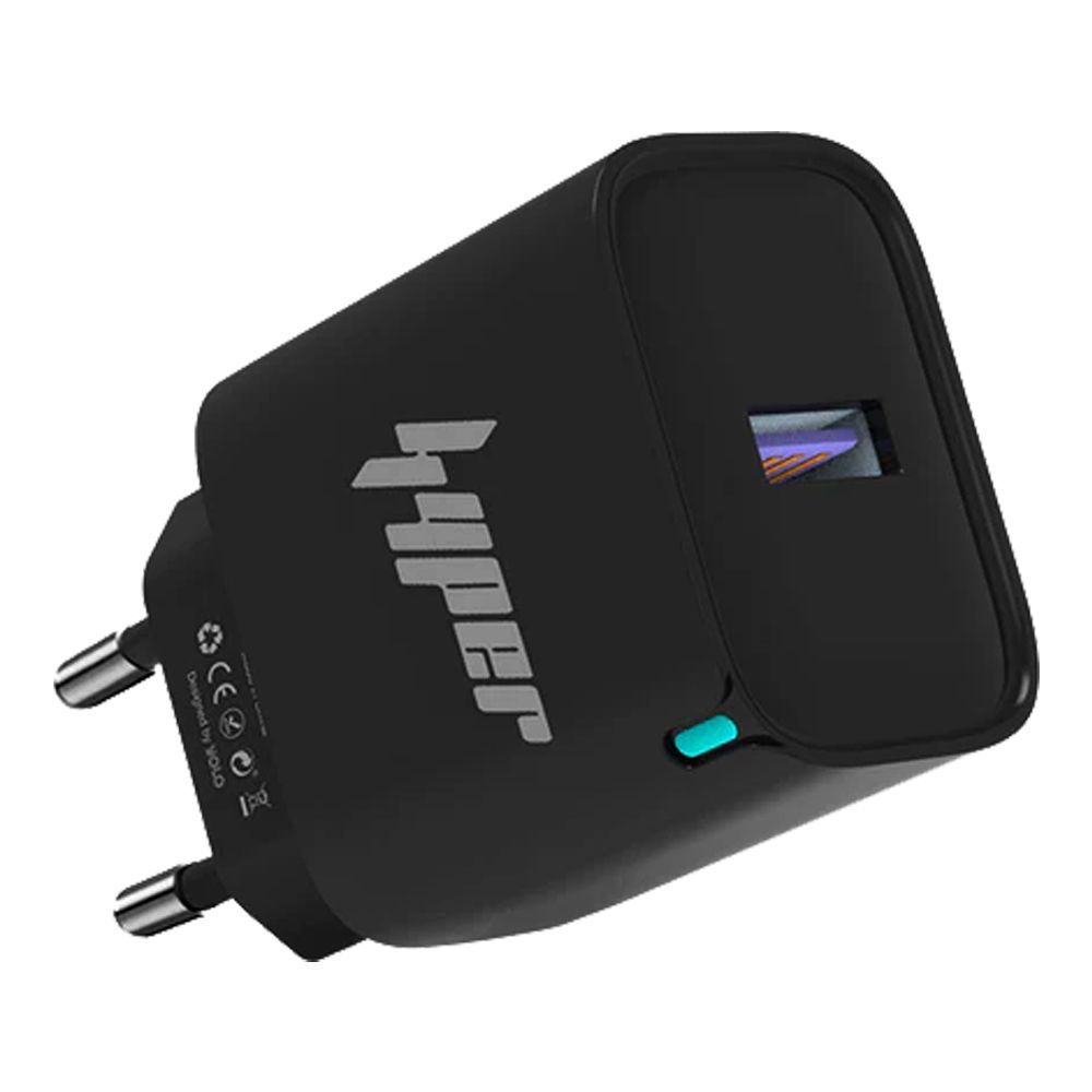 Yolo Hyper Volt Series 20W PD & QC Type-C & USB-A Port Fast Charger With Cable, Black, Y-203