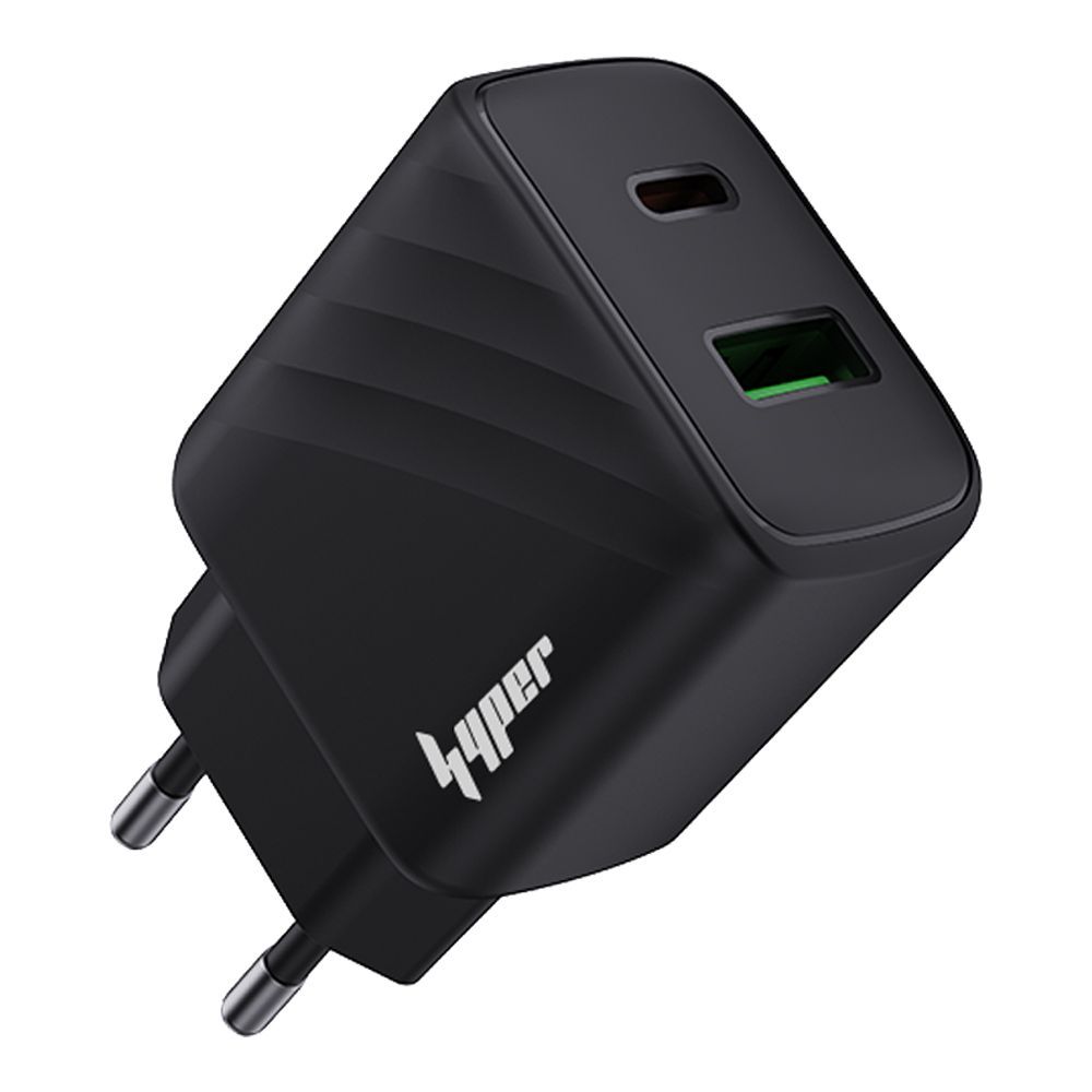 Yolo Hyper Volt Series 30W PD & QC Type-C & USB-A Port Fast Charger With Cable, Black, Y-301