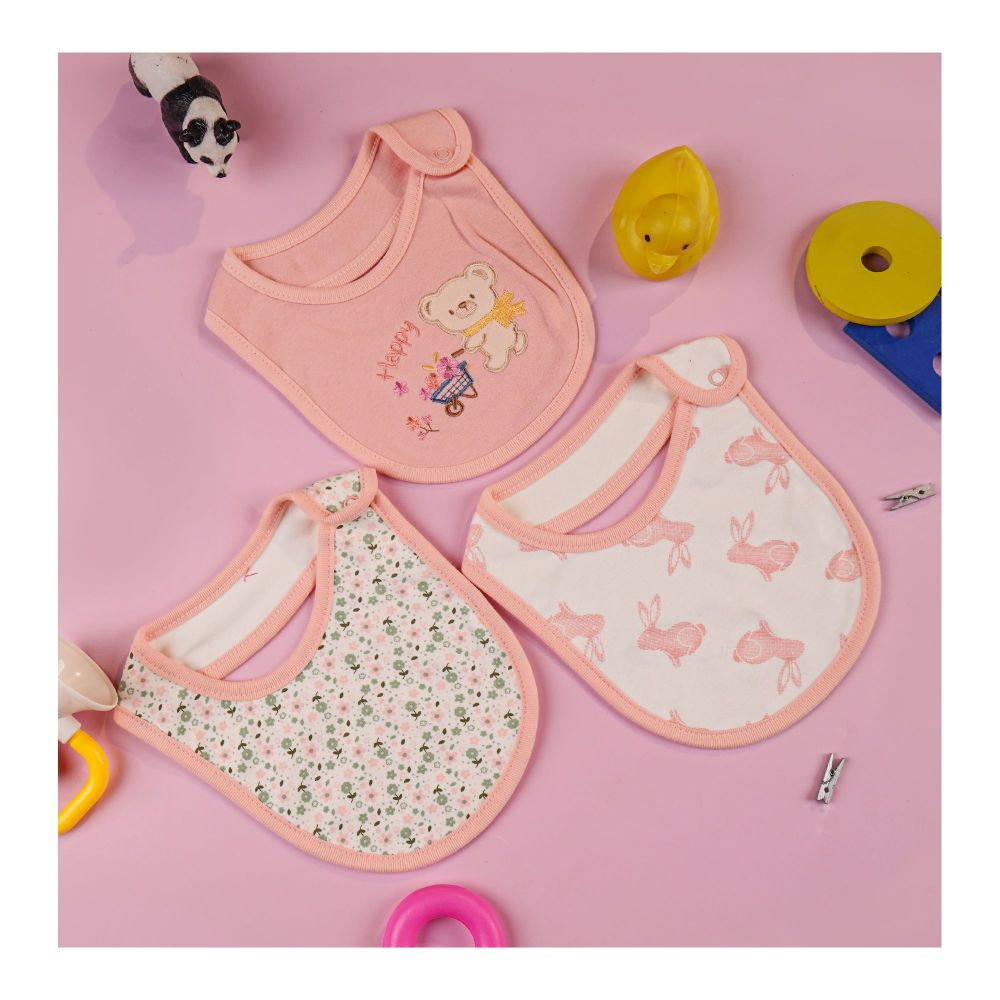 TG Kids Center Bib, Pink Bear Assorted Color, 3-Pack