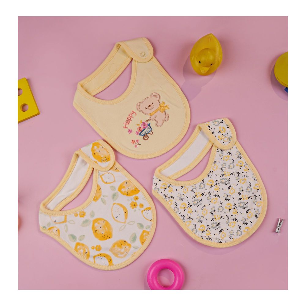 TG Kids Center Bib, Lemon Bear Happy, 3-Pack