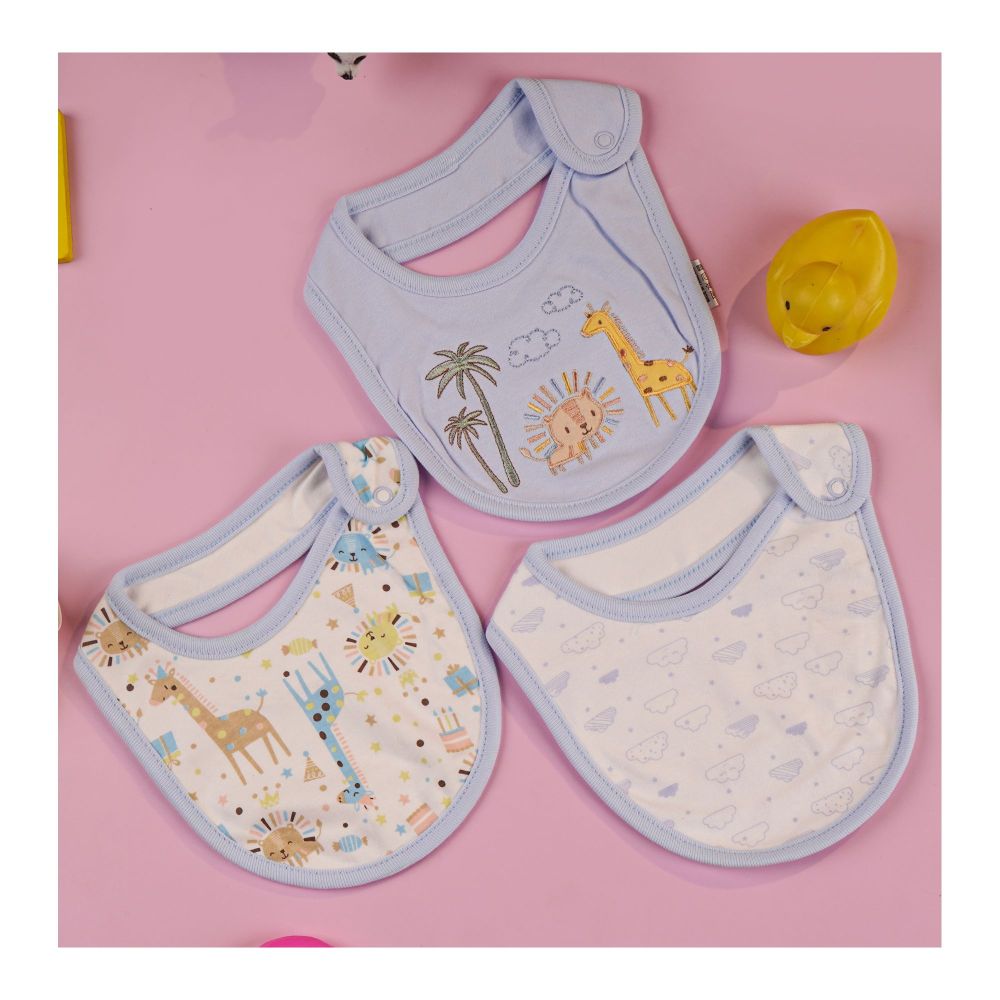 TG Kids Center Bib, Sky Blue Two Bear, 3-Pack