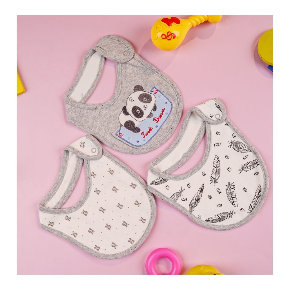 TG Kids Center Bib, Gray White Panda, 3-Pack