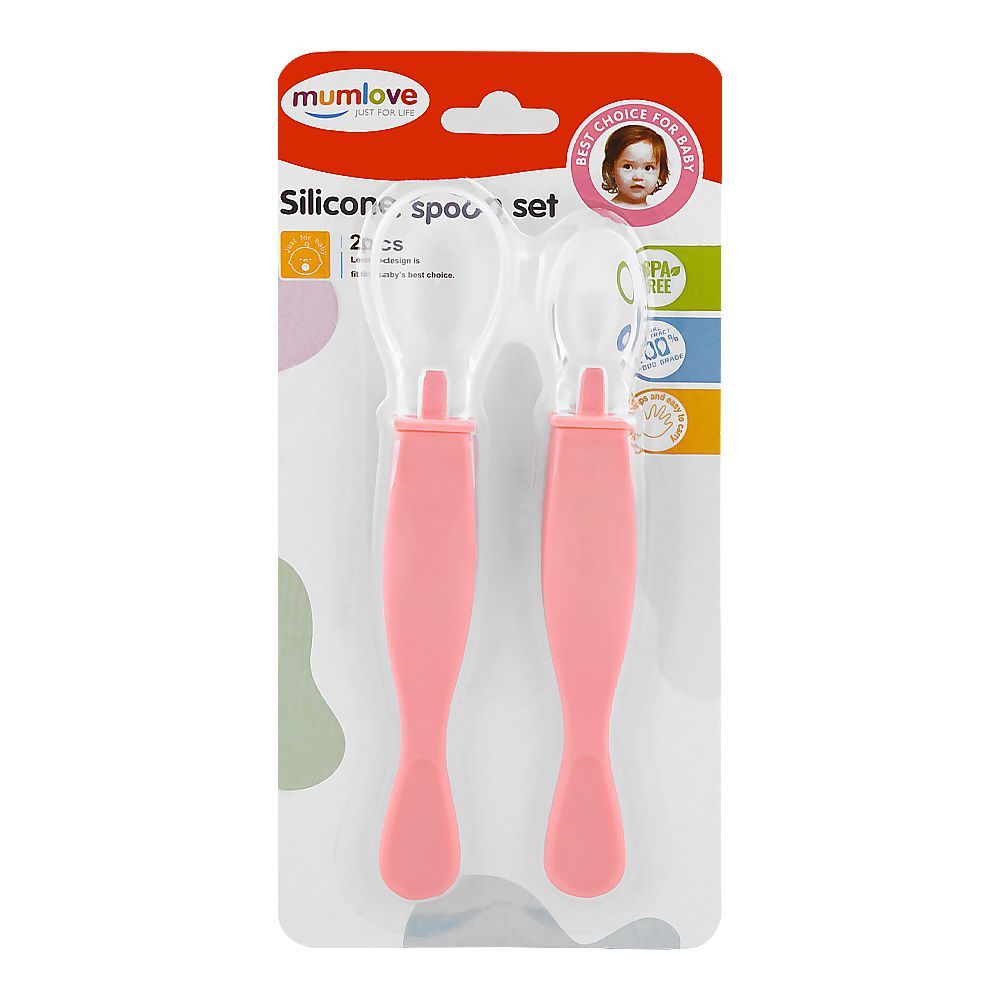 Mum Love Silicone Spoon Set, BPA Free, Pink, D6318-3, 2-Pack