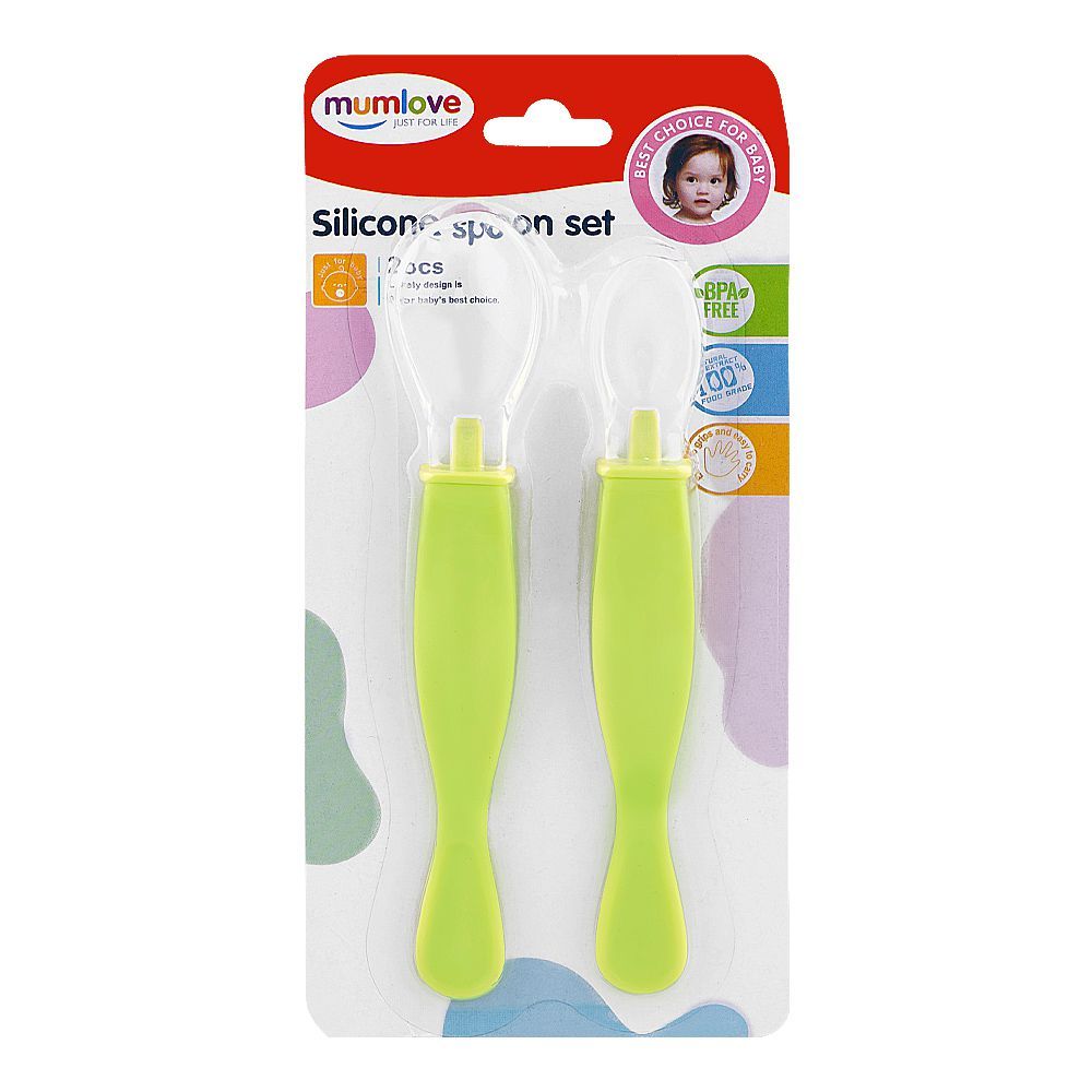 Mum Love Silicone Spoon Set, BPA Free, Green, D6318-3, 2-Pack