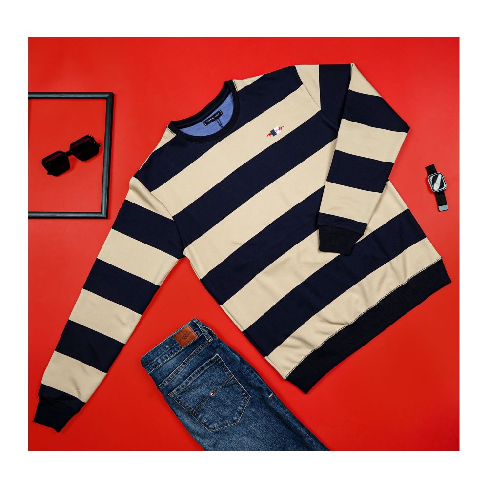 Tommy Hilfiger Men's Sweat Shirts, Cream Multi