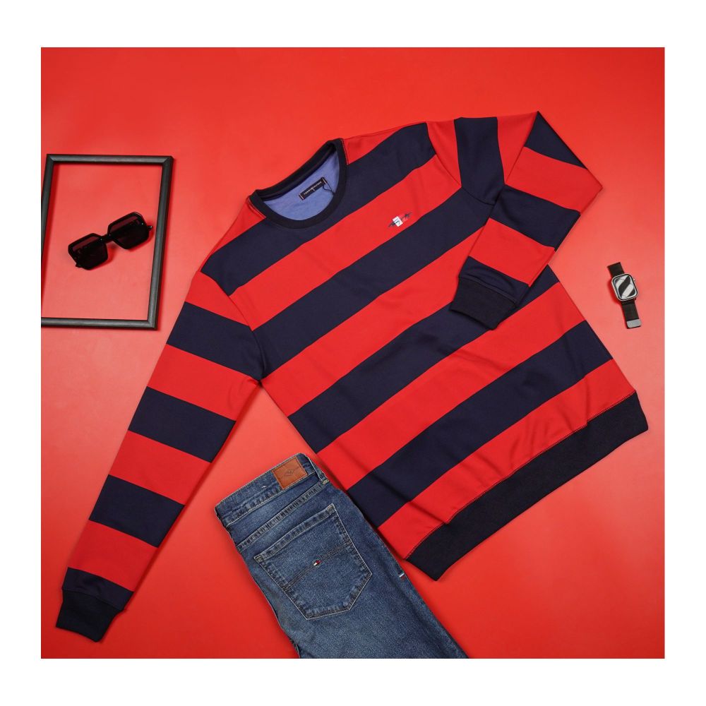 Tommy Hilfiger Men's Sweat Shirts, Red Multi