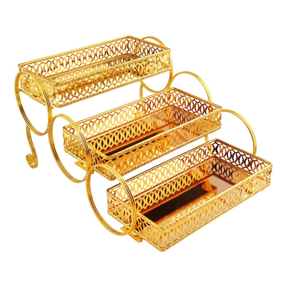 More & More Pastry Stand, 3 Step, Golden, BA-54