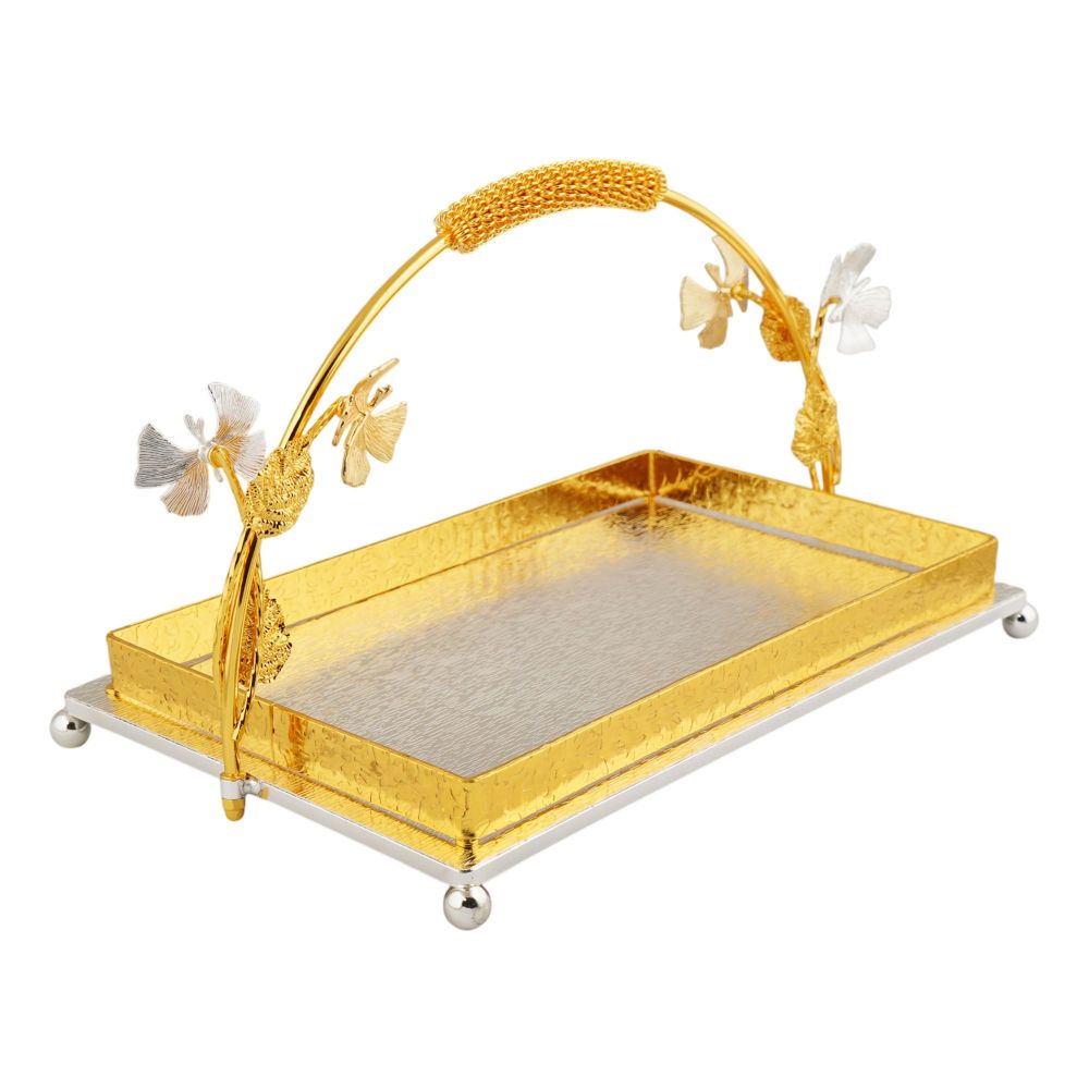 More & More Rectangular Platter, Small, Golden/Silver, BA-71