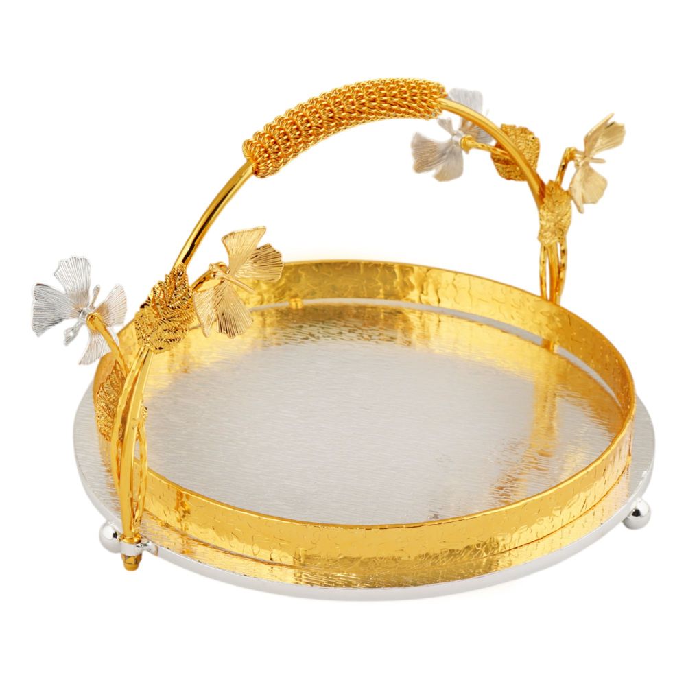 More & More Round Platter, Small, Golden/Silver, BA-77