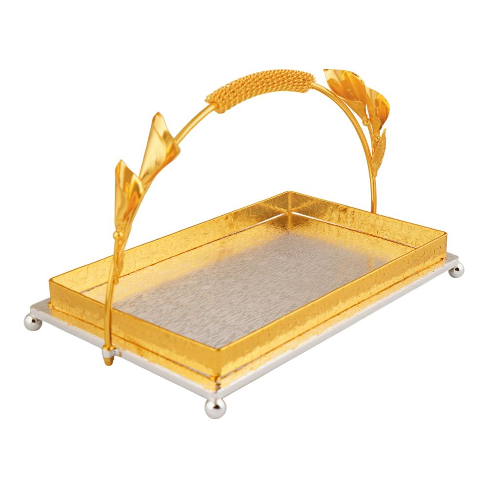 More & More Rectangular Platter, Small, Golden/Silver, BA-80