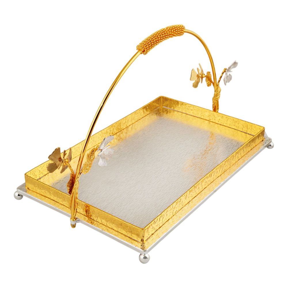 More & More Rectangular Platter, Medium, Golden/Silver, BA-72