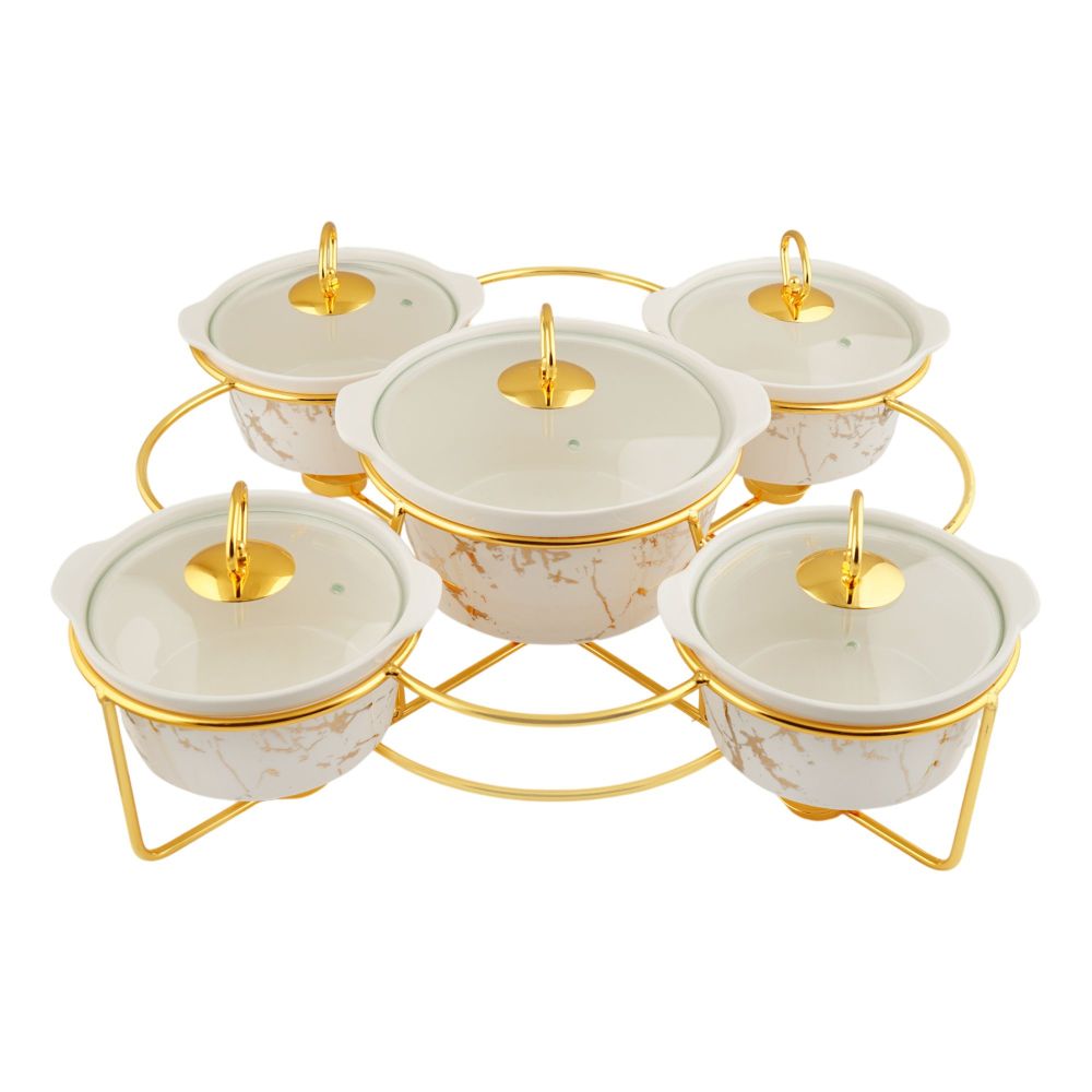 More & More Marble Casseroles Dish With Warmer Rack, Black, G29, 5-Pack