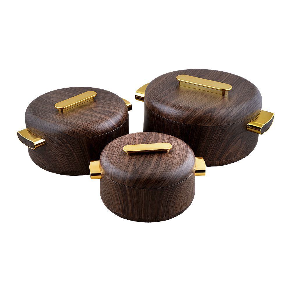 More & More Marble Hotpot Set, Dark Wood, E89135T, 1 + 2 + 3.5 Liters, 3-Pack