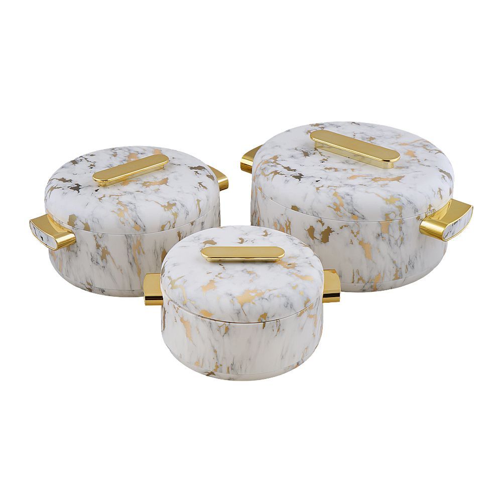 More & More Marble Hotpot Set, White, E89135T, 1 + 2 + 3.5 Liters, 3-Pack