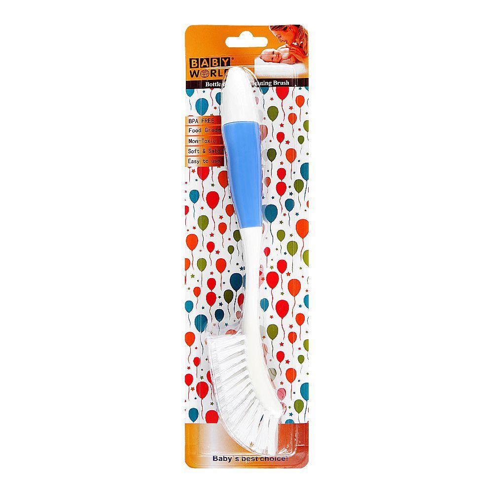 Baby World Bottle & Nipple Cleaning Brush, BPA Free, Non-Toxic, Blue, BW7375