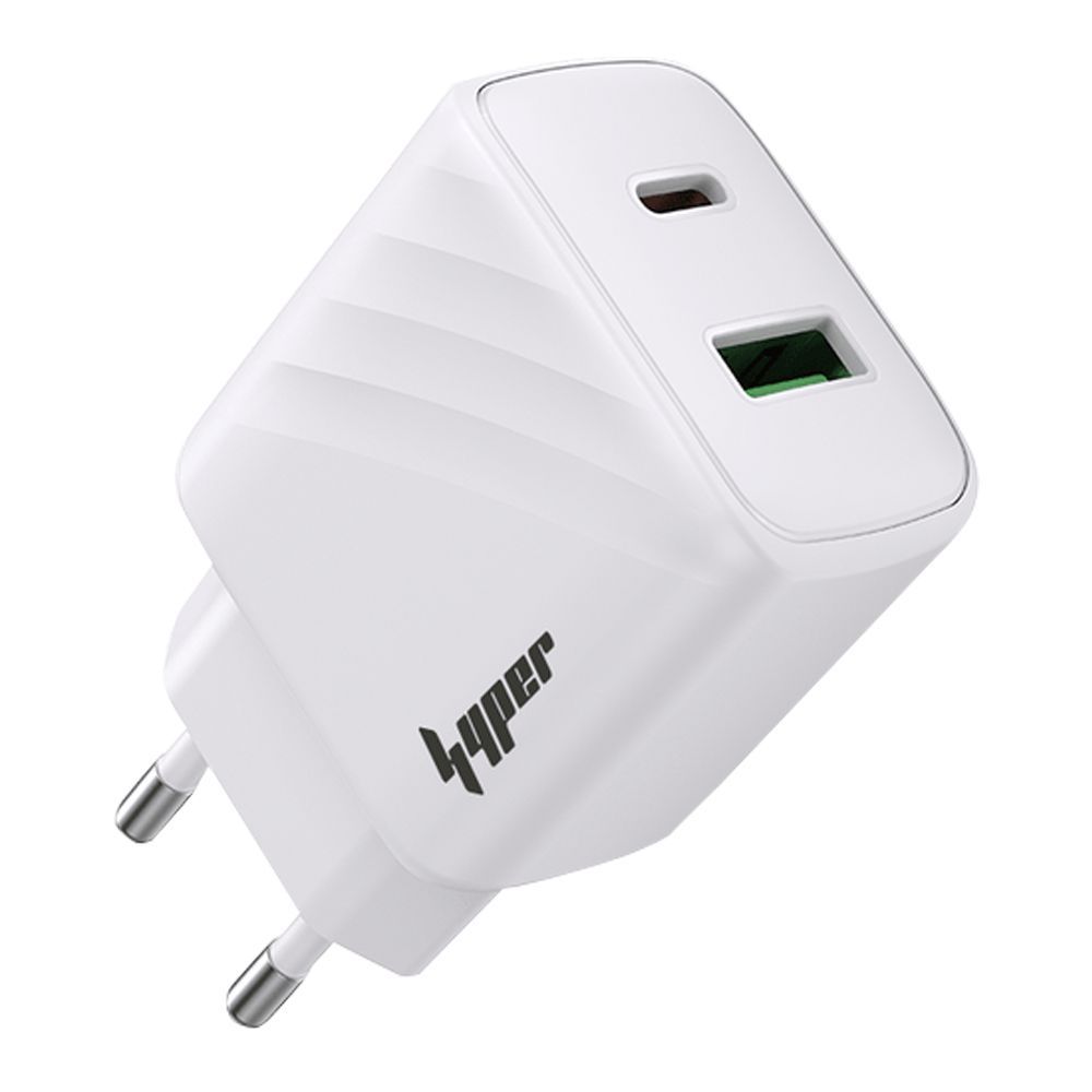 Yolo Hyper Volt Series 30W PD & QC Type-C & USB-A Port Fast Charger With Cable, White, Y-301