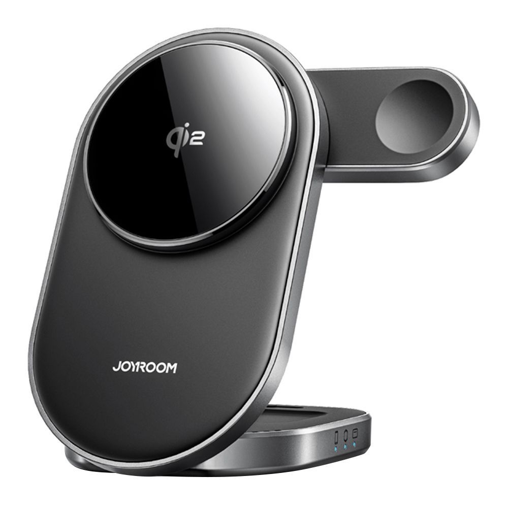 Joyroom QI2 3-In-1 Wireless Charger Ultra-Compact Foldable Design, 15W Phone Output + 5W Earbuds Output + 3W Watch Output, Black, JR-W17