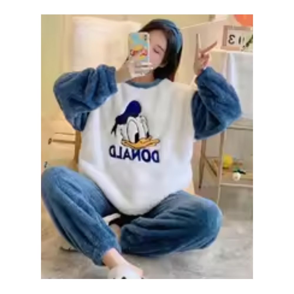 Sajiero Women's Pajama Suit, Fleece, Donald Duck