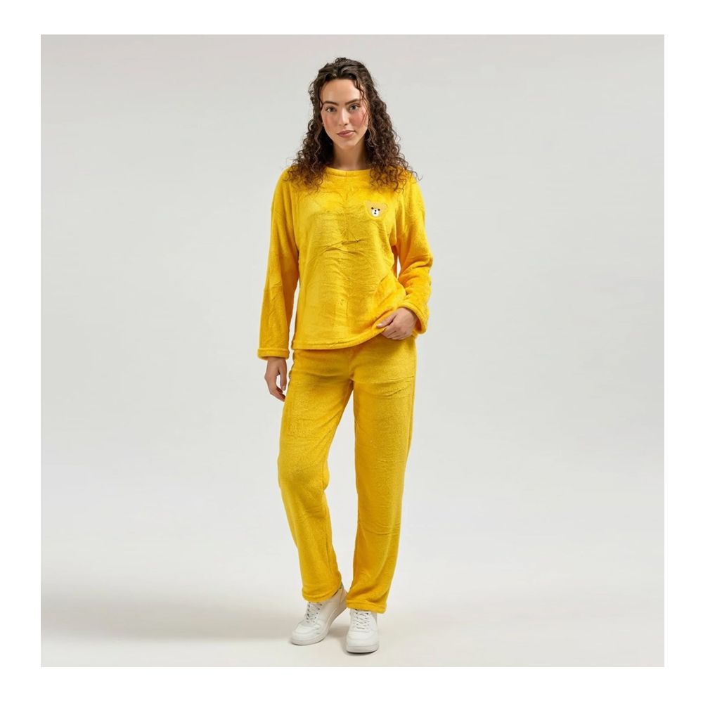 Sajiero Women's Pajama Suit, Fleece, Sunny Bear