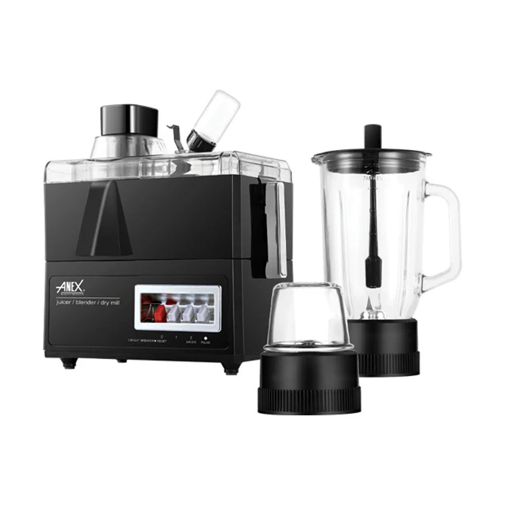Anex Deluxe Juicer Blender + Dry Mill, 600W, 220-240V, 1000ml, Black AG-175GL
