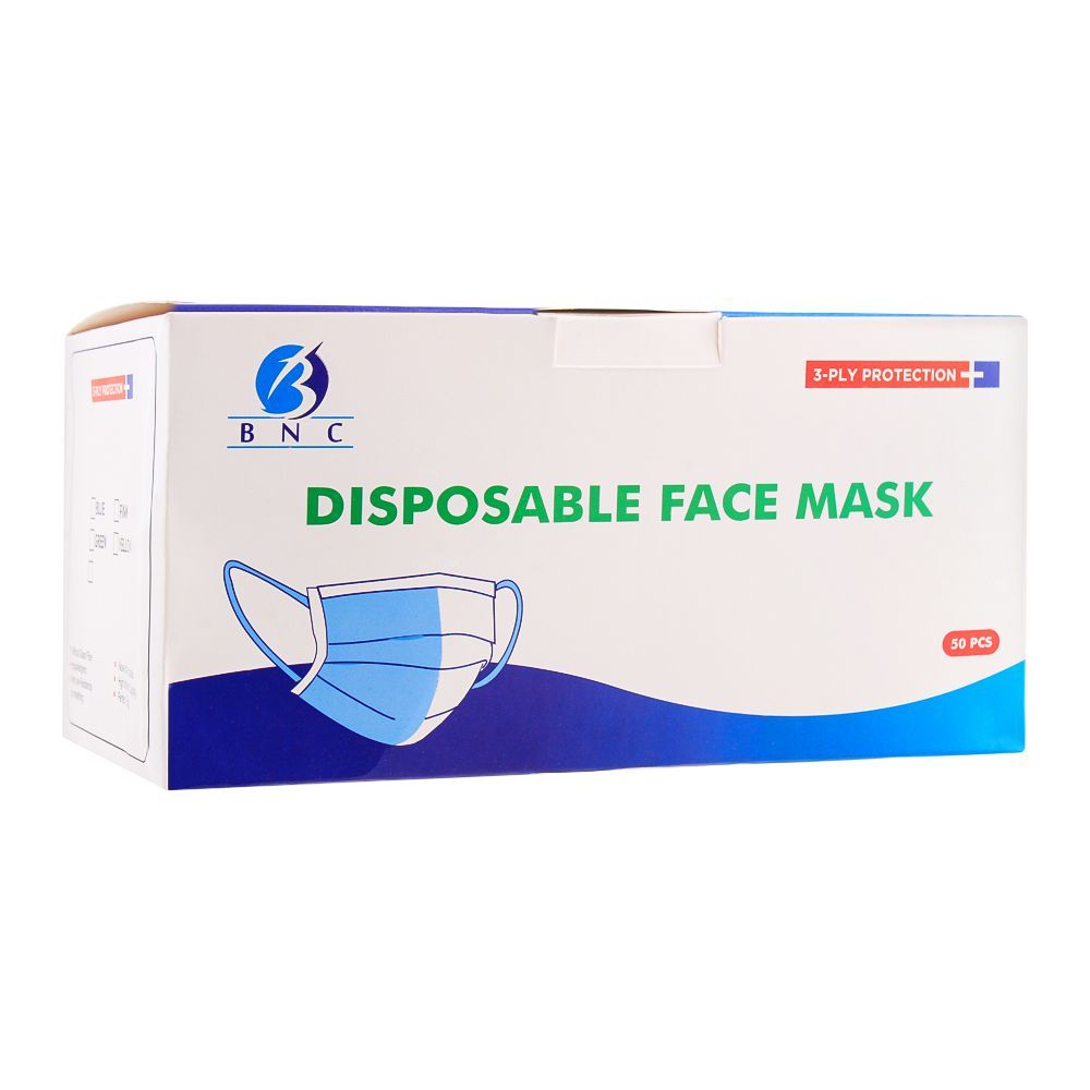 BNC Disposable Face Masks, 3-Ply, 50-Pack