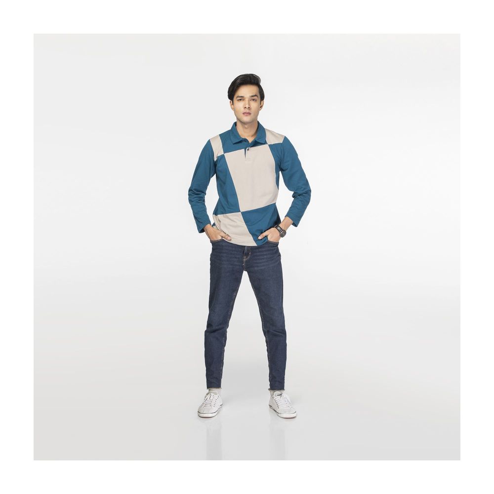 Pace Setters Collar T-Shirt, Ferozi/Camel, 103