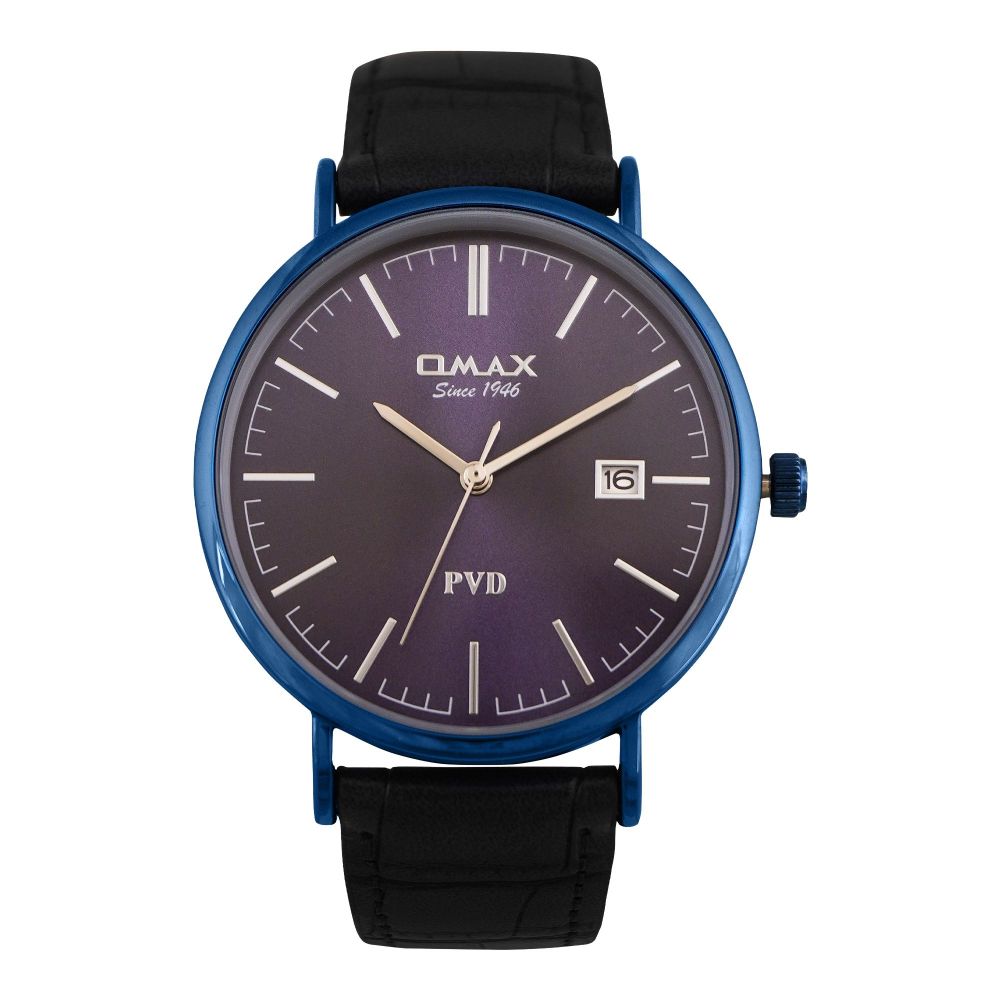 Omax Men's PVD Analog Strap Watch, 00SSD005KU04