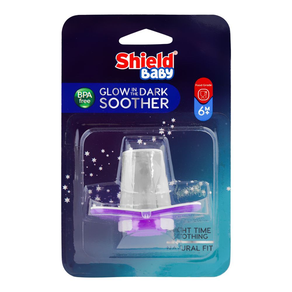 Shield Baby Glow In The Dark Soother, BPA Free, 6M+ Assorted colours