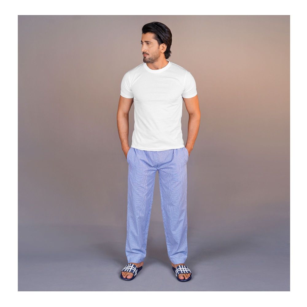 Basix Men's Sky Blue & Charcoal Checks, Trouser, MT-928