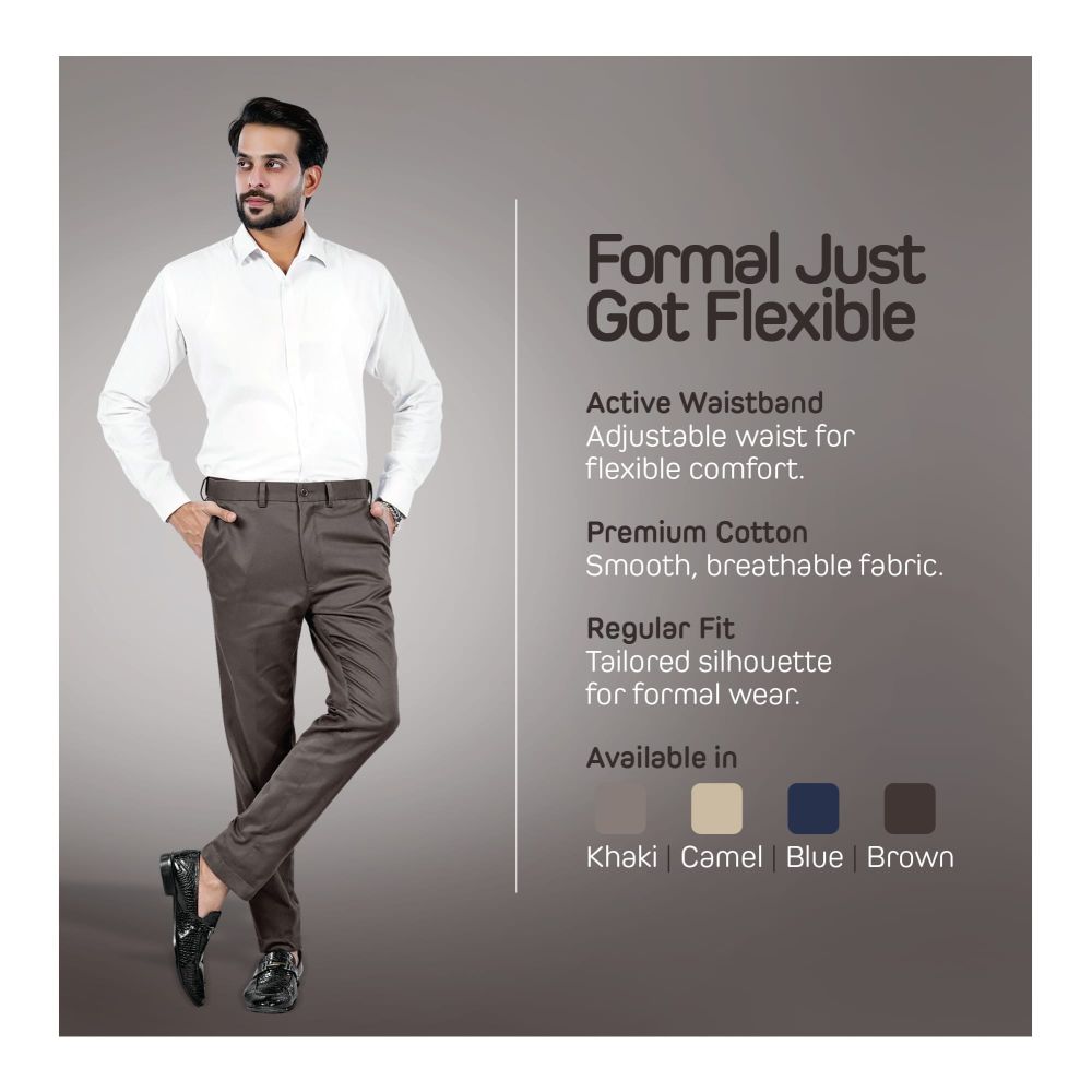 Basix Regular Fit Cotton Formal Dress Pant, Brown