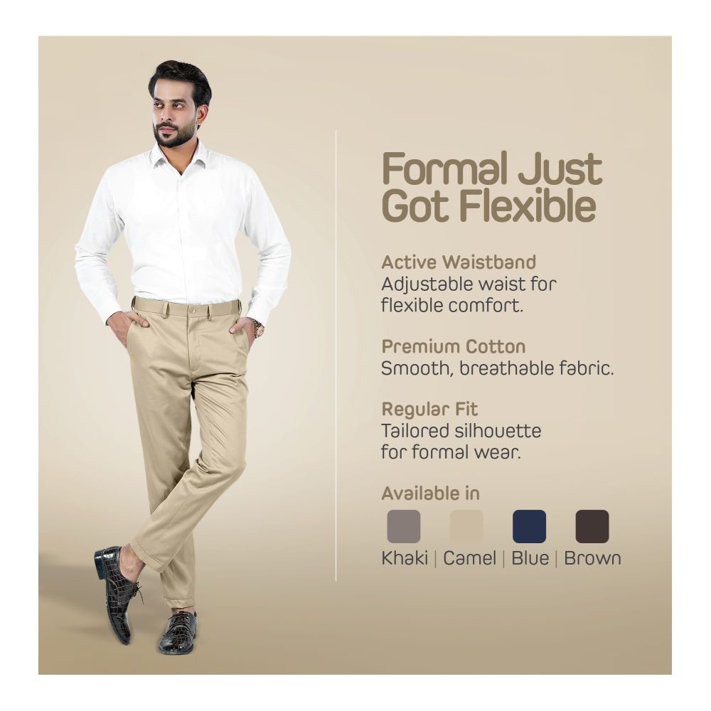 Basix Regular Fit Cotton Formal Dress Pant, Khaki