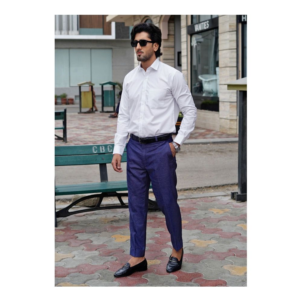 Basix Men's Cotton Wrinkle-Resistant Dobby Texture Shirt, White, MFS-112