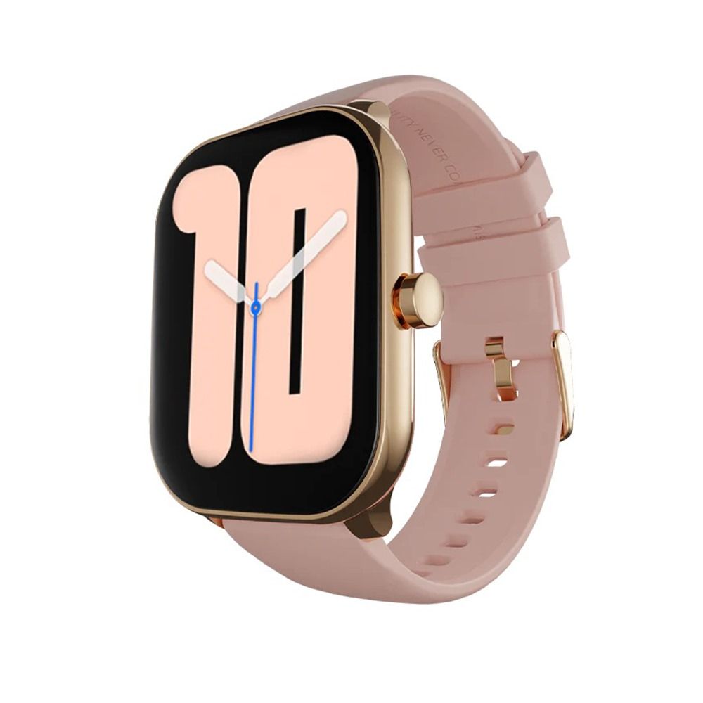 Ronin R-06 Smart Watch, 2.04 Big Amoled Display, Golden Dial With Pink Strap +1 Free Black Silicon Strap