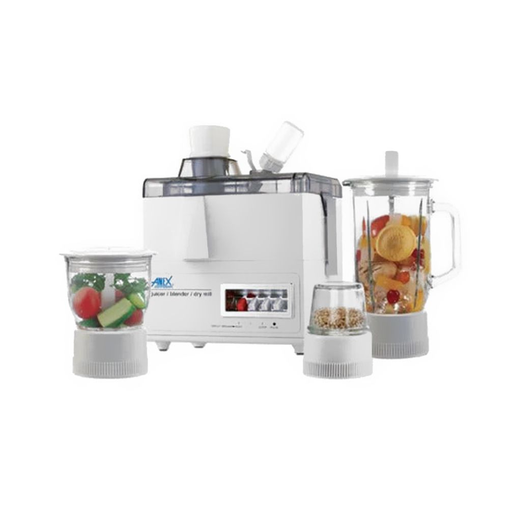 Anex Deluxe Juicer Blender Dry Mill, 600W, 1000ml Glass Container, White, AG-179GL