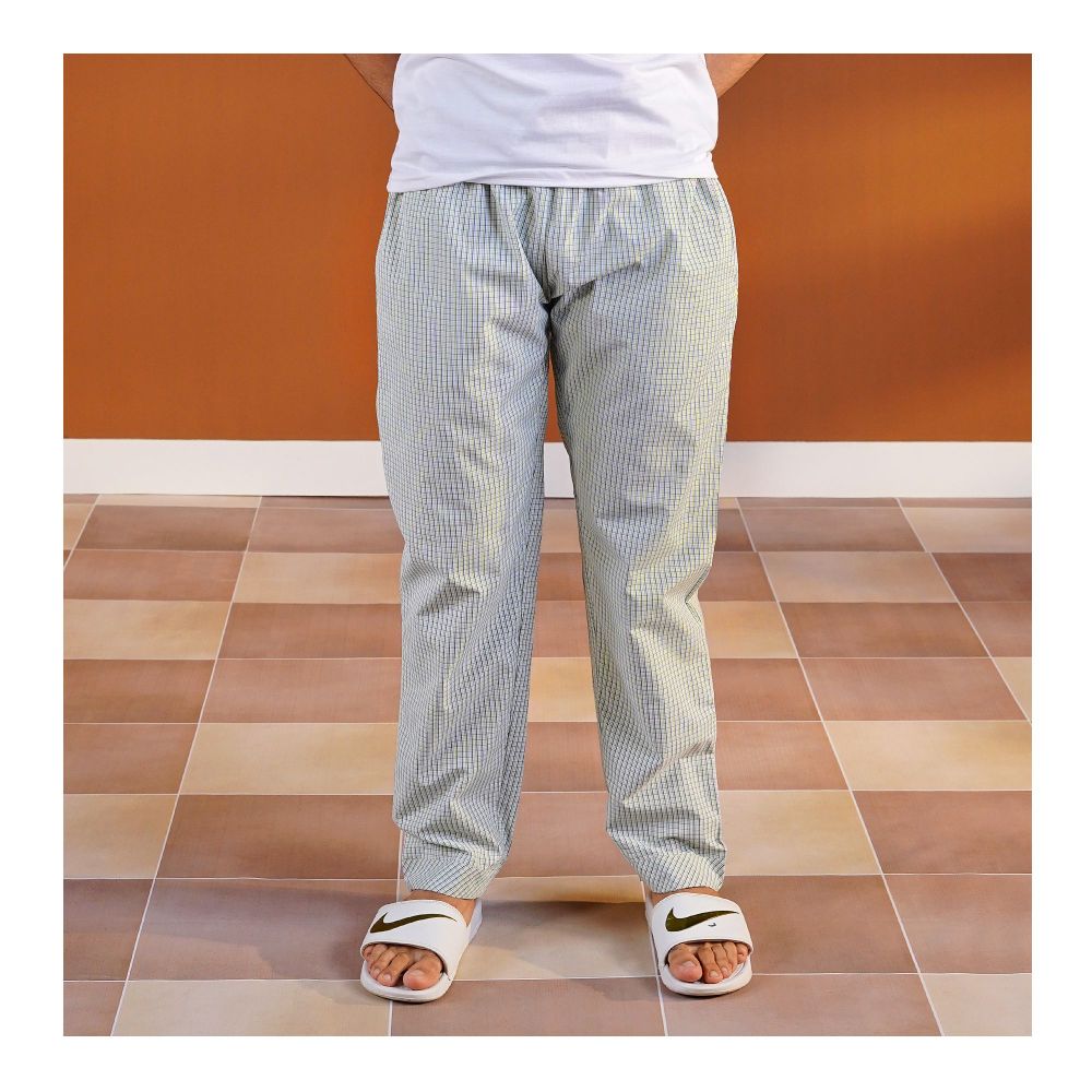 Basix Men's Pastel Green-Dark Green & White Checkered Trouser, MT-932
