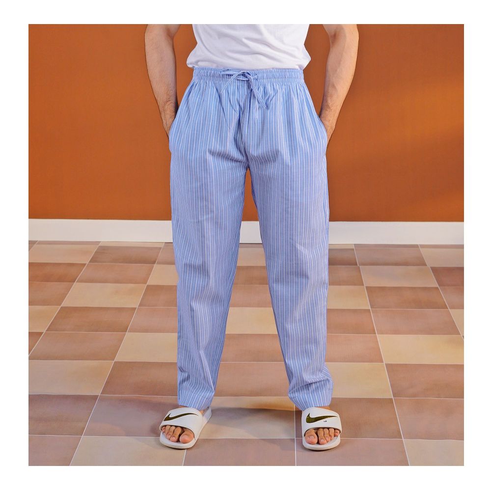 Basix Men's Blue & White Stripes Trouser, MT-934