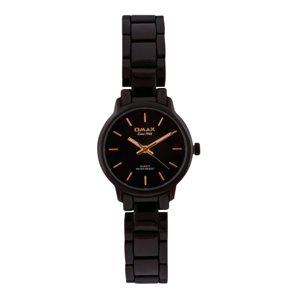 Omax Women's Black Round Dial With Bracelet Analog Watch, ODC012B012
