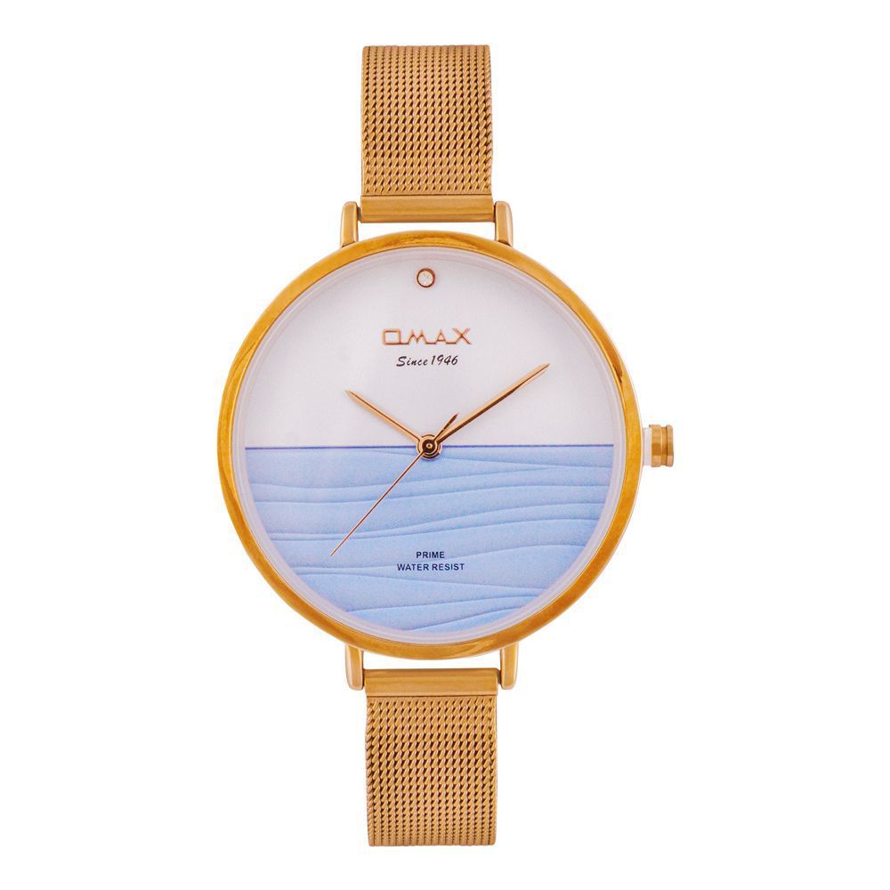 Omax Women's Prime Round Dial With Golden Case & Bracelet Analog Watch, PMM005RB8I