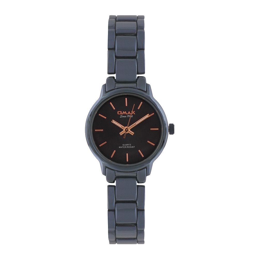 Omax Women's Navy Blue Round Dial & Bracelet Analog Watch, ODC012K004