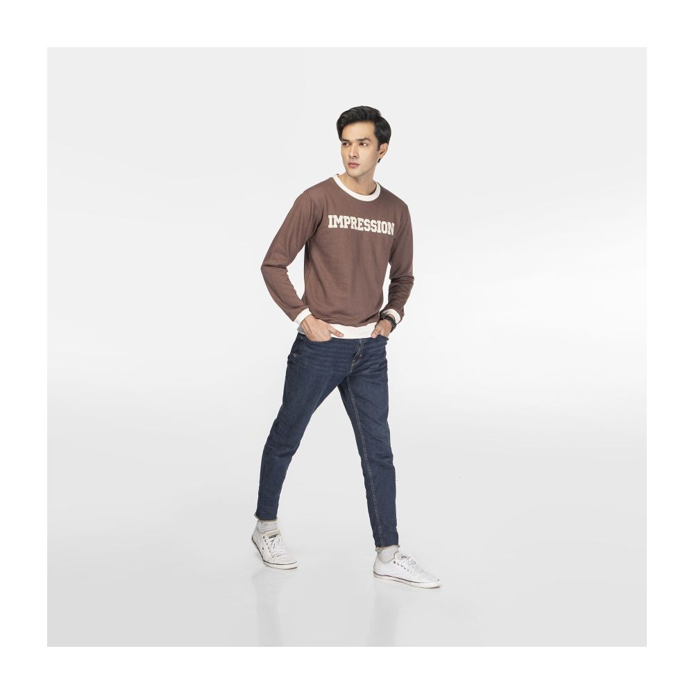 Basix Men's Impression Sweatshirt, Vanilla Brown, MSS-602