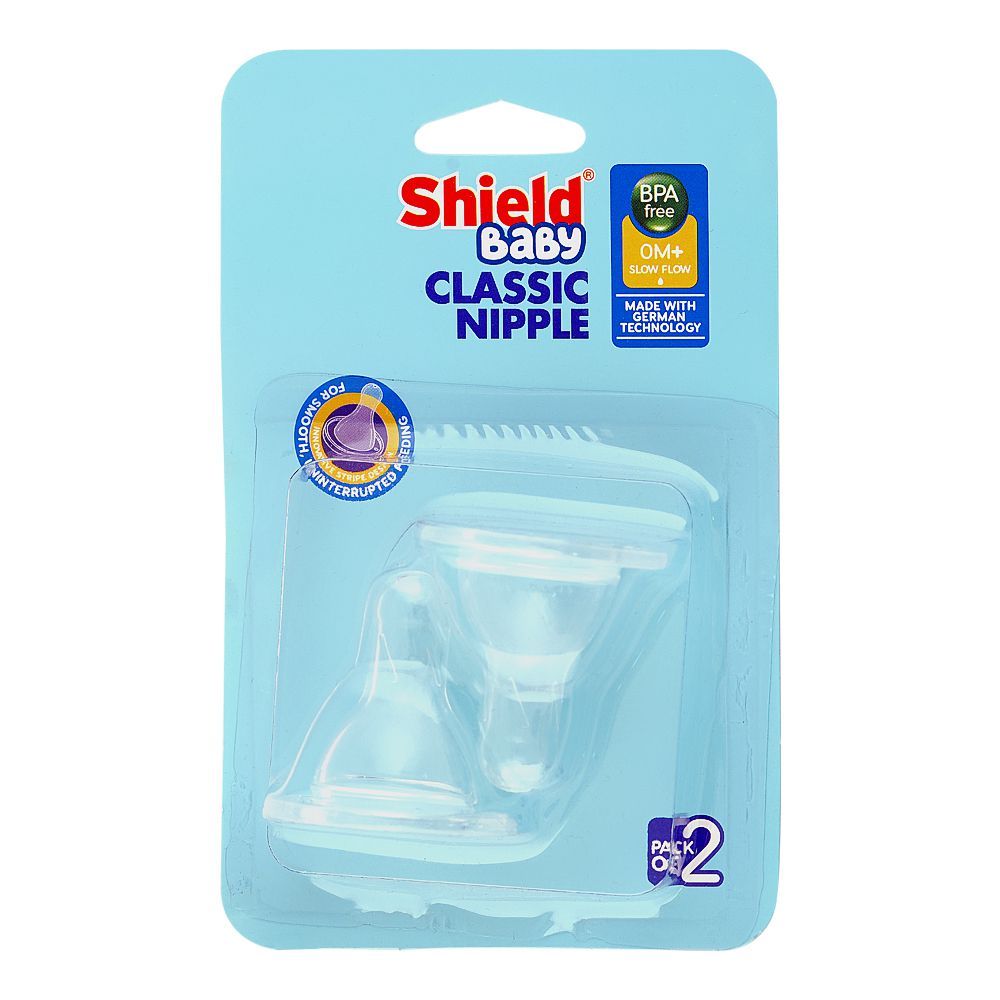 Shield Baby Classic Nipple, BPA Free, 0m+ 2-Pack