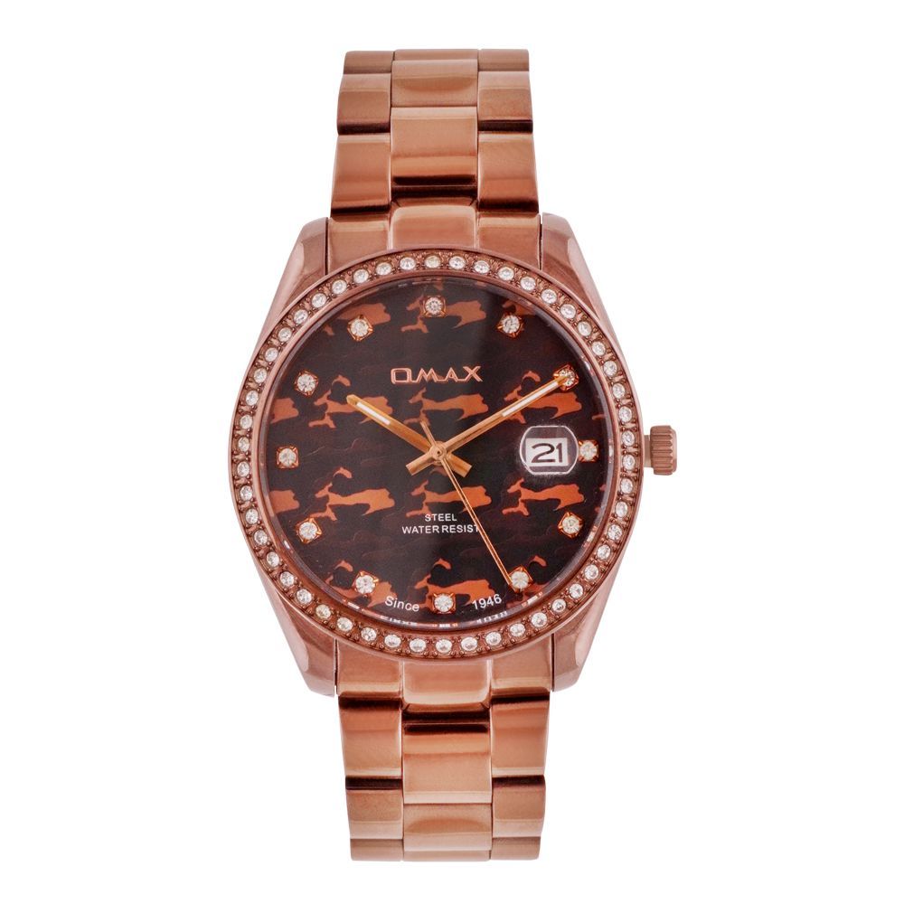 Omax Women's Steel Round Dial With Texture Background & Plain Bracelet Analog Watch, ARV2J55I