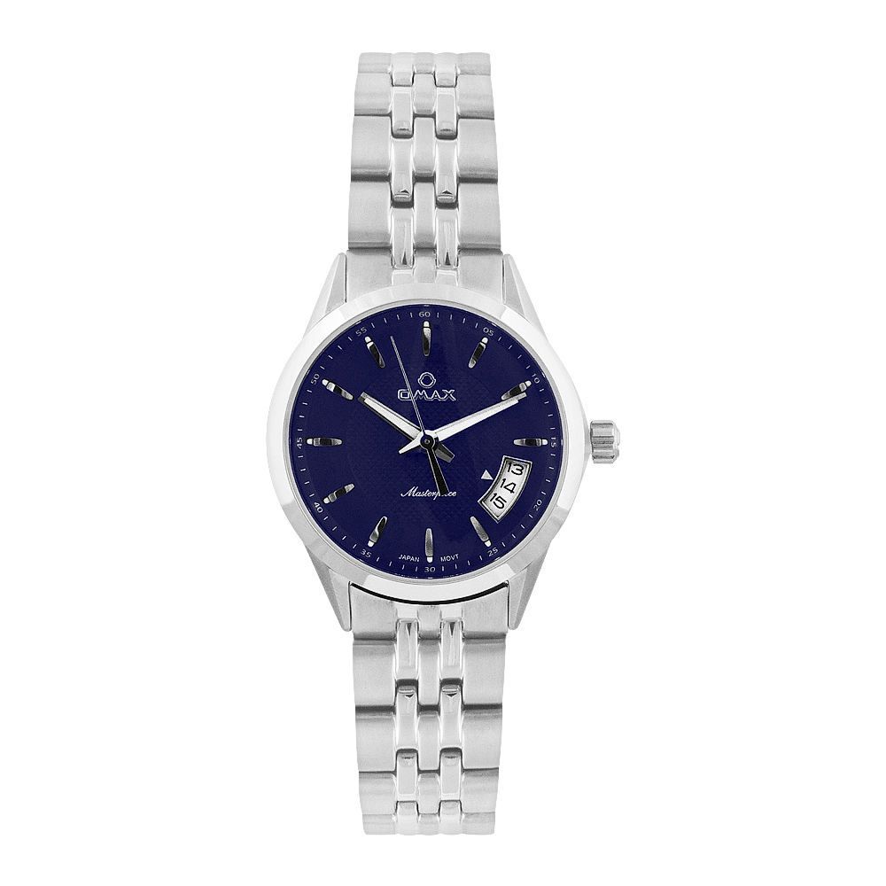 Omax Women's Masterpiece Chrome Round Dial With Dark Blue Background & Chrome Bracelet Analog Watch, ML18P46I