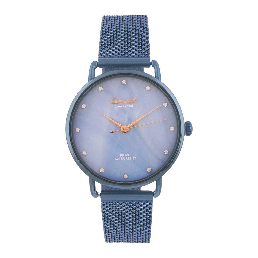 Omax Women's Prime Navy Blue Round Dial With Bracelet Analog Watch, PMM01S44I