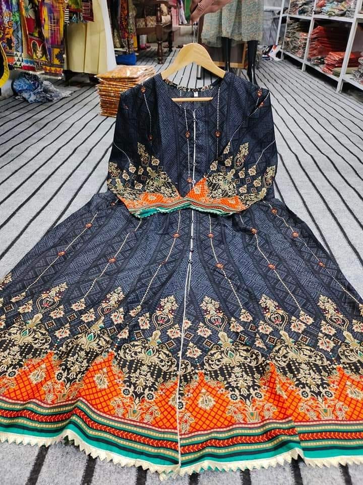 Black Lawn New Arrival 2023 Stitched Front open Long Maxi